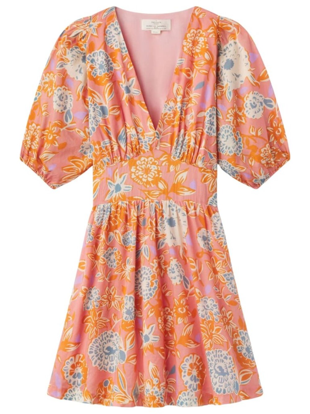 Trovata Birds of Paradis Gia Dress S Spiced Dahlia Floral Puff Sleeve NWT $368